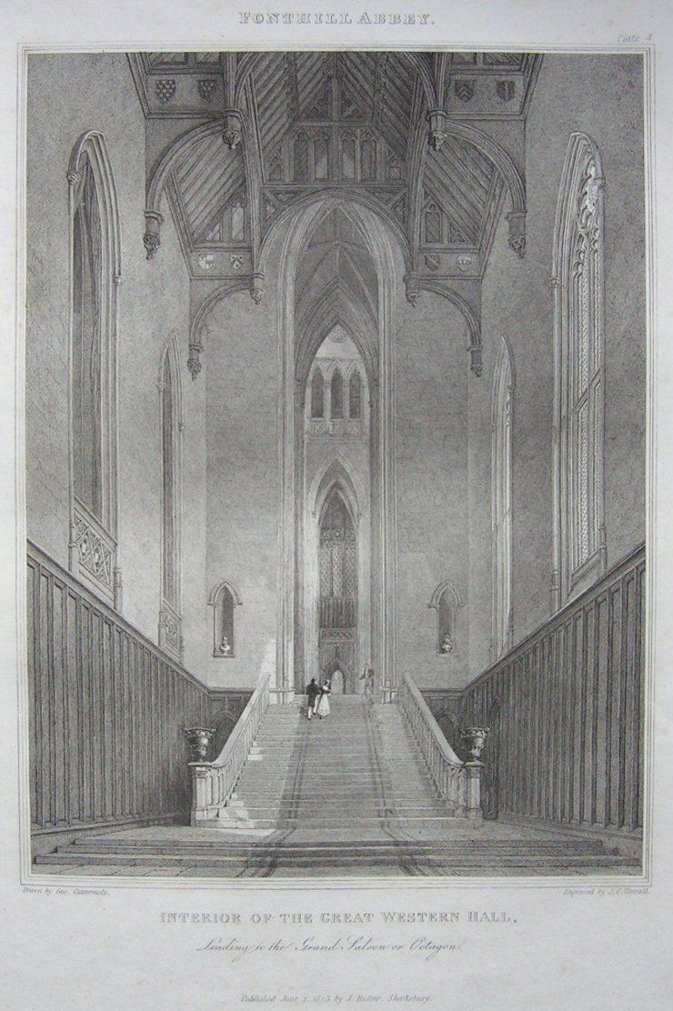 Print - Fonthill Abbey. Interior of the Great Western Hall. - Varrall